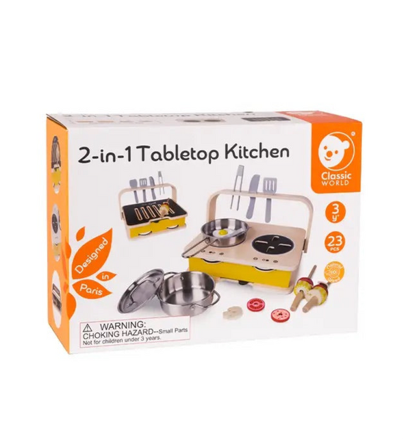 Juego de Cocina y Parrilla 2 en 1, 2-in-1 Tabletop Kitchen - Classic World