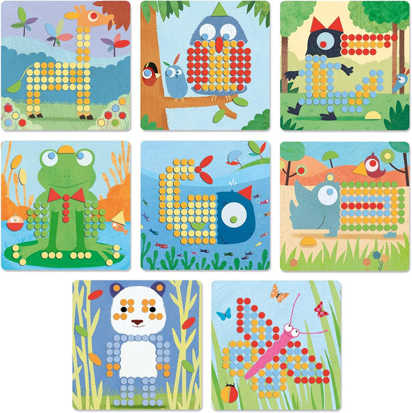 Mosaico Rigolo, con 8 Dibujos de Animales - Djeco